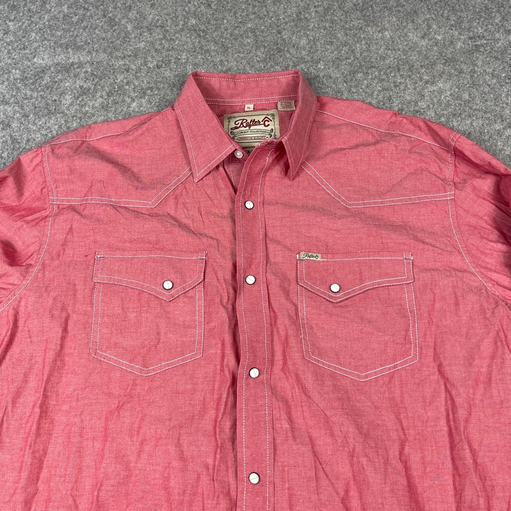RafterC Pro Flex 45 Performance Shirt XL Red Snap White Stitching Western Cowboy